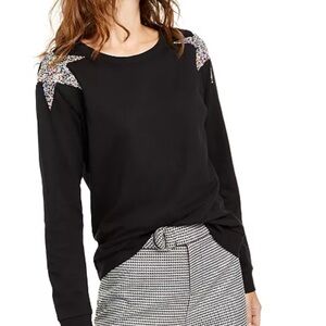 INC International Concepts Sweater Diamond Star Bling Shoulders! Large